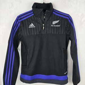 Adidas New Zealand All Blacks Rugby 1/4 Zip Training Pullover Fleece‎ S Blue Uni
